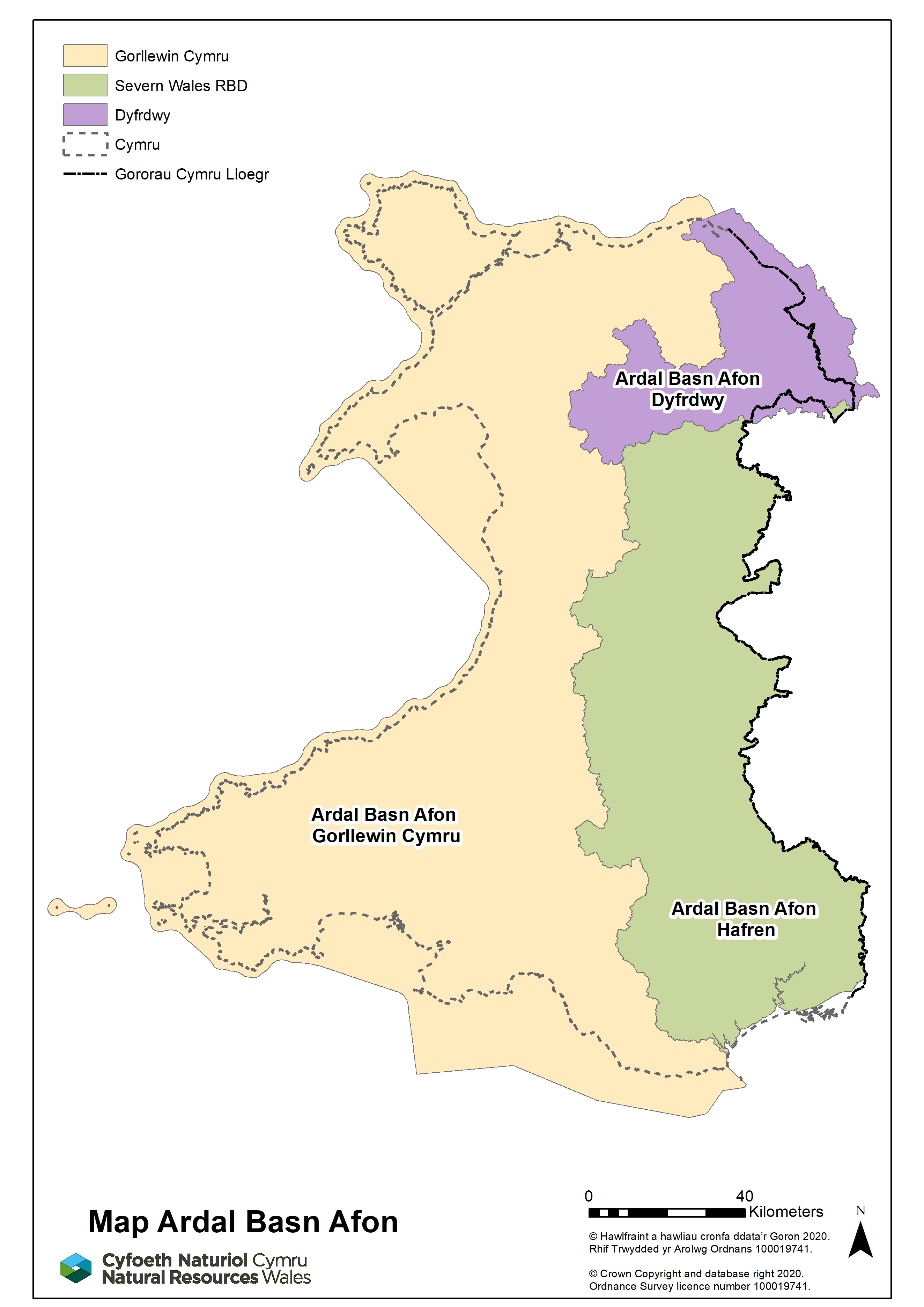 Map Ardal Basn Afon