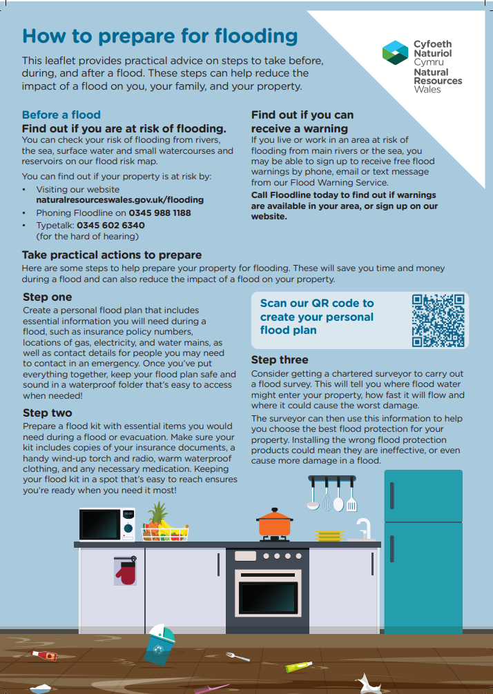 First page of 'How to prepare for flooding' leaflet
