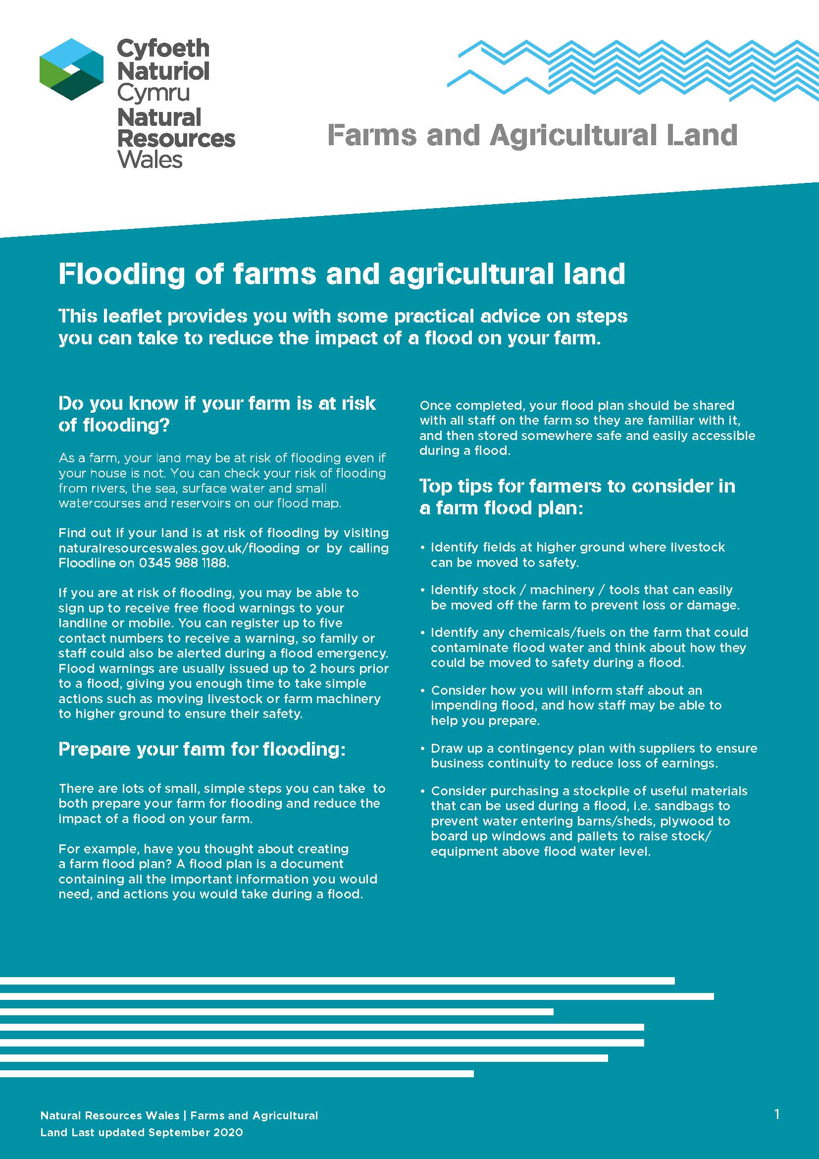 Image of 'Flooding of farms and agricultural land' leaflet