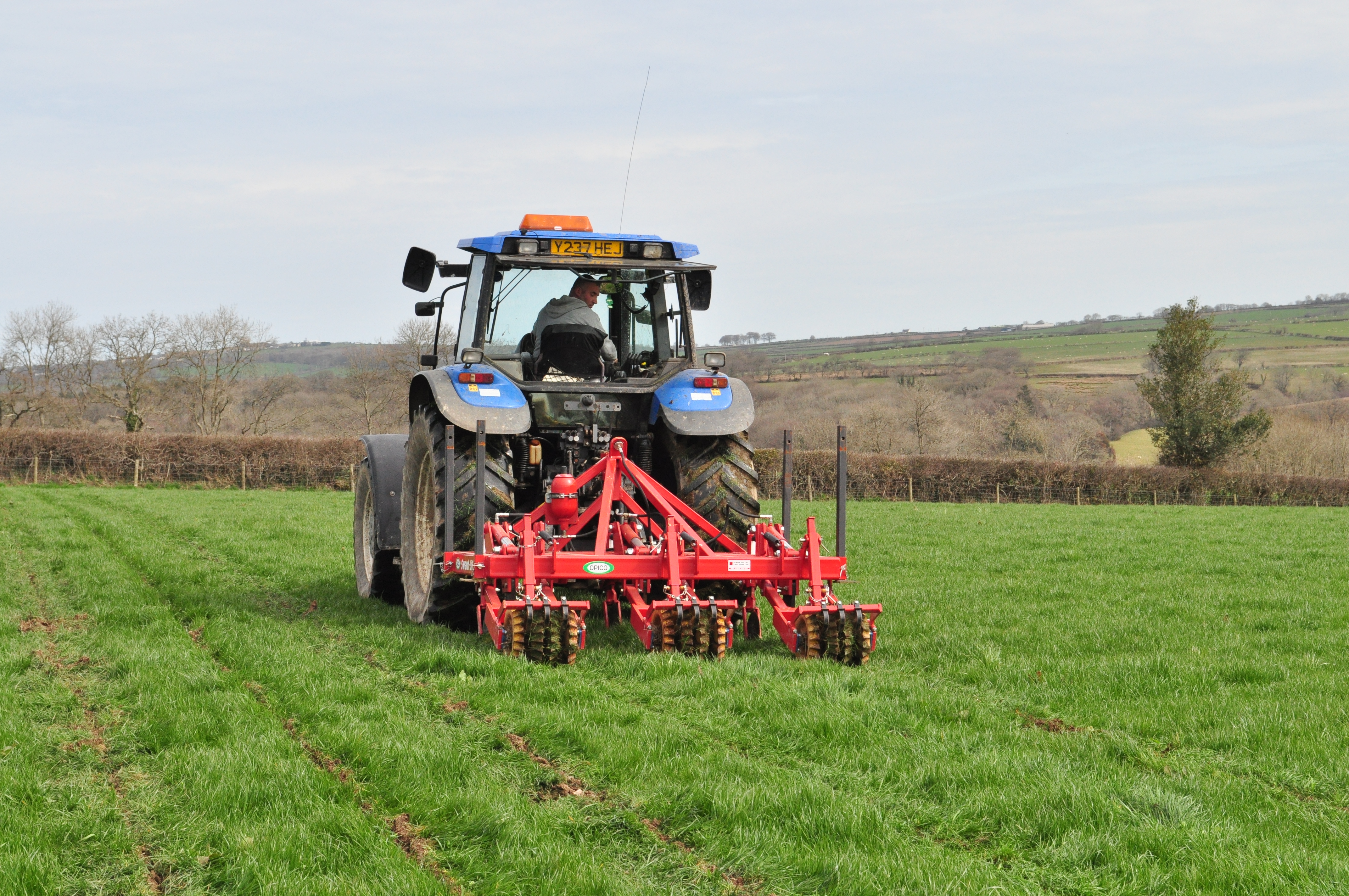 A tractor in a field